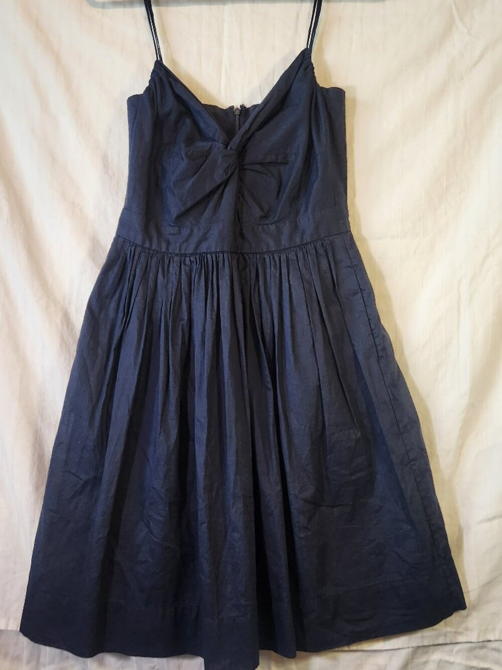 Banana Republic Navy Blue Cotton Twist Front Fit Flare Sundress Size 8